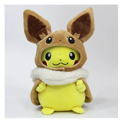 (Pikachu) 30cm Pokemon Eevee Pikachu Coat Cross-Dress Plush Doll