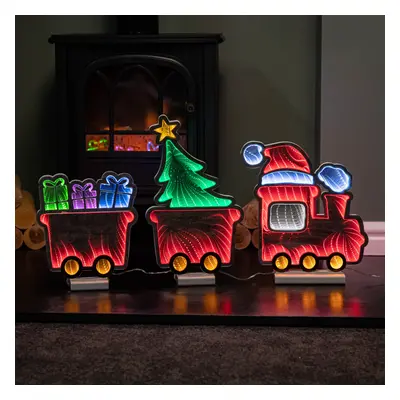 70cm Infinity Train with Carriages on Wood Base and Multi-Coloured LEDs