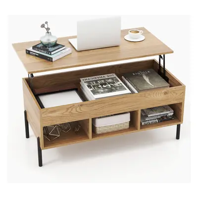 Lifting Tabletop Coffee Table w/ Open Shelves & Large Compartment Home