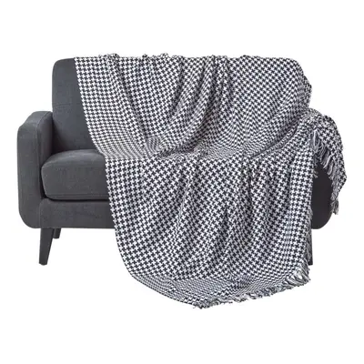 (Black, x cm) Houndstooth 100% Cotton Bedspread Throw