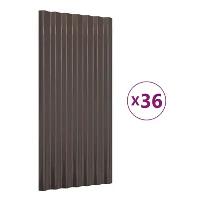 (brown, x cm) vidaXL 12/36x Roof Panels Powder-coated Steel Corrugated Multi Colours/Sizes