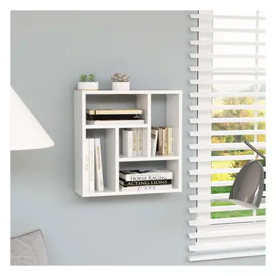 vidaXL Wall Shelf High Gloss White Chipboard Hanging Wall Storage Display Rack