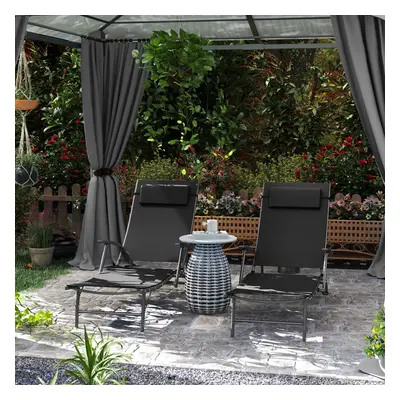 Outsunny Set of Garden Sun Loungers, Folding Chaise Lounge Chairs, Black