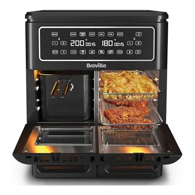 Breville Halo Flexi Air Fryer | Digital Dual Air Fryer Oven | 11L: Serves 10+ People | Fry, Bake