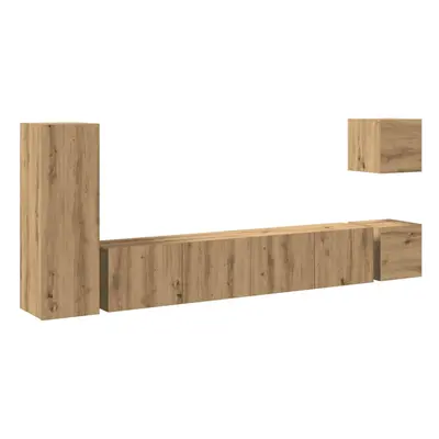 vidaXL Piece TV Cabinet Set Wall-mounted Artisan Oak Engineered Wood