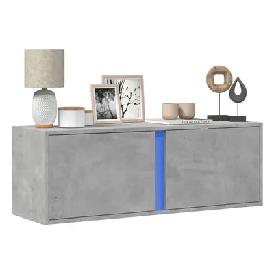 vidaXL TV Wall Cabinet with LED Lights Concrete Grey 100x31x35 cm