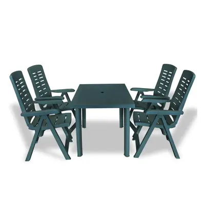 vidaXL Outdoor Dining Set Piece 126x76x72cm Green Garden Table Folding Chair