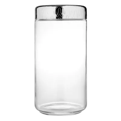 Alessi "Dressed" Glass Jar Hermetic Lid in 18/10 Stainless Steel Mirror Polished With Relief Dec