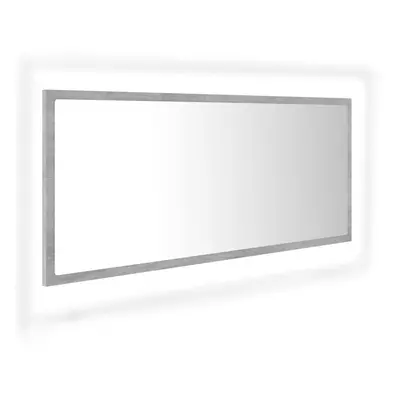 vidaXL LED Bathroom Mirror Concrete Grey 100x8.5x37 cm Acrylic Washroom Mirror