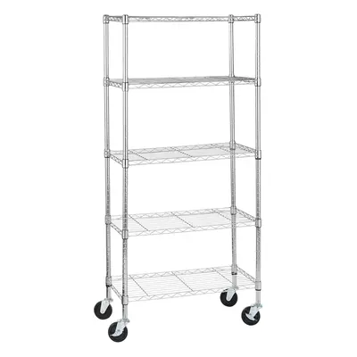 Amazon Basics 5-Shelf Adjustable Heavy Duty Storage Shelving Unit on 4'' Wheel Casters Metal Org