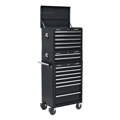 Sealey Superline PRO® Topchest, Mid-Box Tool Chest & Rollcab Combination Drawer - Black APSTACKT