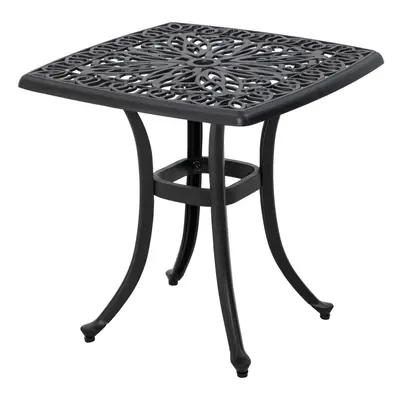 Outsunny Cast Aluminium Bistro Table with Umbrella Hole, Black