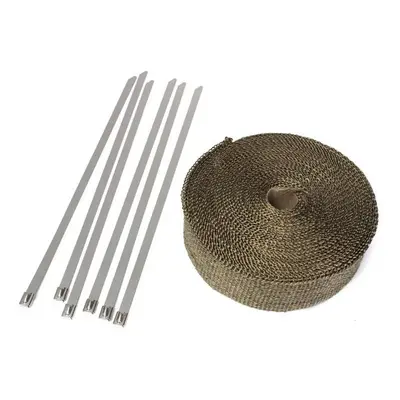 50mmx15m Exhaust Heat Wrap Insulation Pipe Tape Titanium Glass Fiber With Stainless Ties