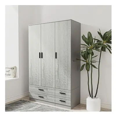 (Grey & Ash Grey) Door Drawer Wardrobe Storage Shelf Hanging Bedroom Modern Furniture