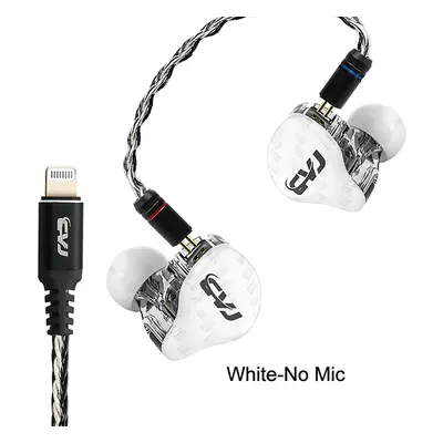 (White, Standard) Certified for Lightning Earphones Socket 1DD + 1BA Stereo Bass Headsets with M