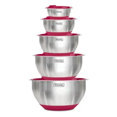 Viking Culinary Stainless Steel Mixing Bowl Set piece Non-slip Silicone Base Includes Airtight L