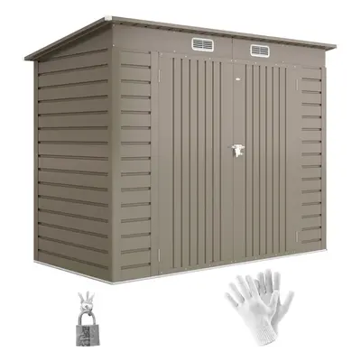 Outsunny x 4FT Metal Garden Storage Shed with Double Doors, Light Grey