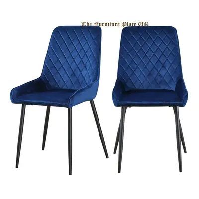 Avery LUXE Blue Velvet Dining Chair x2 Velvet Fabric Priced per Pair