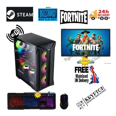 Fast Gaming PC Computer Bundle Quad Core i7 16GB 1TB Win 2GB GT710