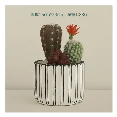 (Combining meat 12) Small Bonsai Green Plant Fake Flower Fairy Palm Potted Ceramic Succulent Pla