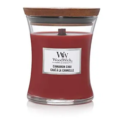 Woodwick Medium Hourglass Scented Candle | Cinnamon Chai | with Crackling Wick | Burn Time: Up t