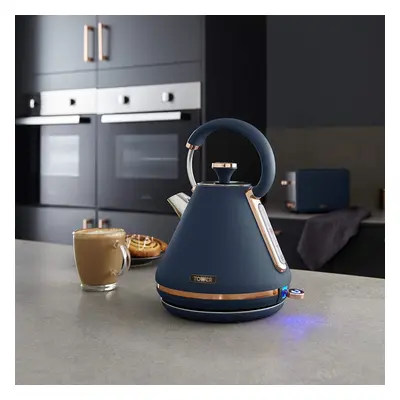 Cavaletto 1.7L 3kW Pyramid Midnight BLUE & Rose Gold Kettle