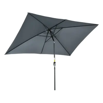 Outsunny 3x2m Patio Parasol Canopy Tilt Crank Ribs Sun Shade Garden Dark Grey