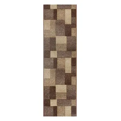 (25. 8425D Box - Brown, Hallway Runner : x cm) Modern Geometric Floral Abstract Area Rugs Check 