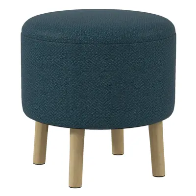 HOMCOM Storage Ottoman, Round Stool Chair with Cushioned Top, Blue