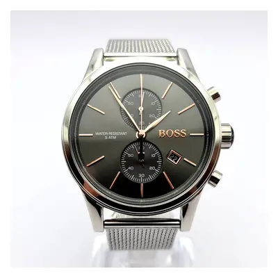 NEW HUGO BOSS MENS MESH GREY DIAL JET CHRONOGRAPH WATCH