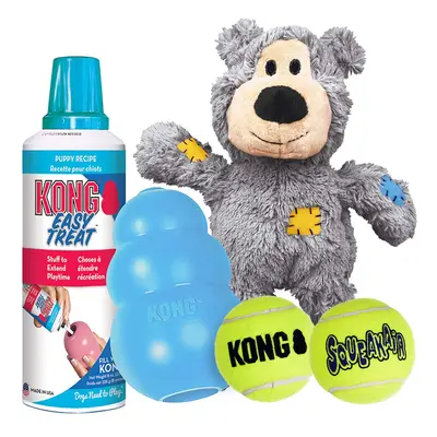 KONG Puppy Starter Dog Toy Kit - Interactive Puppy Toys - Puppy Toy Kit with SqueakAir Balls Pup