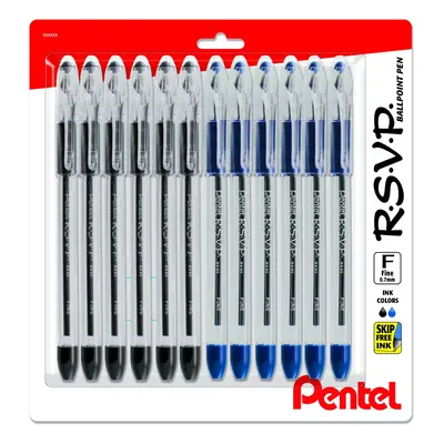 Pentel RSVP Pens Fine Point - Ballpoint - 0.7 mm - Pack Of Black