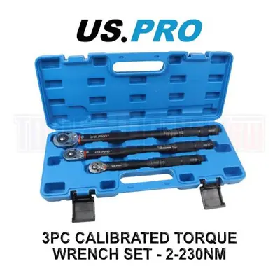 US PRO Tools 3PC Calibrated Torque Wrench Set - 2-230NM /1.5-169.5FT-LB