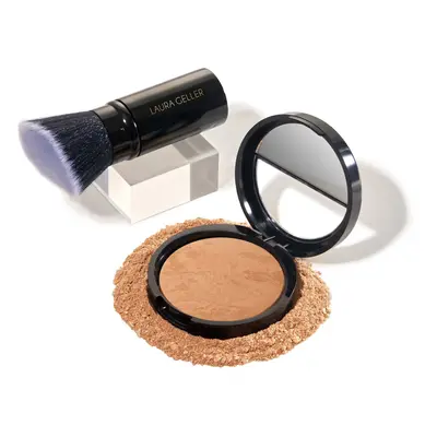 LAURA GELLER NEW YORK Baked Balance-n-Brighten Foundation with Kabuki Brush Makeup Set Golden Me