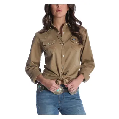 Wrangler womens Long Sleeve Western Snap Work Shirt Blouse Rawhide