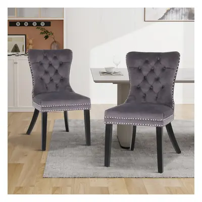 (set of 2) 1/2/4/6 Velvet Dining Chairs w/Door Knocker Grey