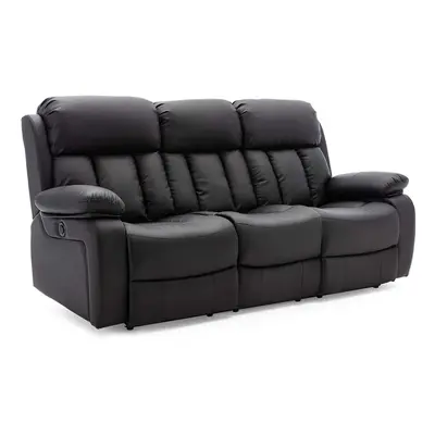 (Black, Seater) CHESTER HIGH BACK ELECTRIC BOND GRADE LEATHER RECLINER 3+2+1 SOFA ARMCHAIR SET