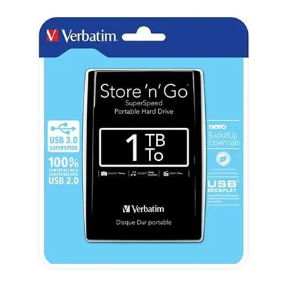 Verbatim 1TB Store 'n' Go USB 3.0 2.5 Inch External Hard Drive - Black