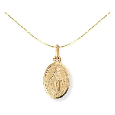 Jewelco London 9ct Gold Miraculous Madonna (Virgin Mary) Medallion Charm Pendant 9x19mm - FANR02