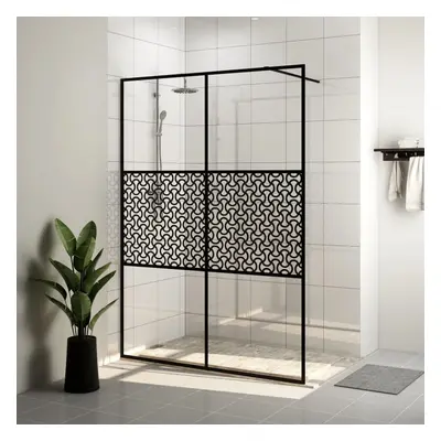 vidaXL Walk-in Shower Wall with Clear ESG Glass Black Shower Screen Partition