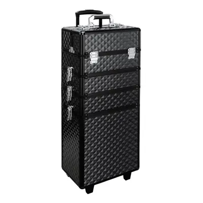 (Black) 4in1 Professional Cosmetic Makeup Train Case