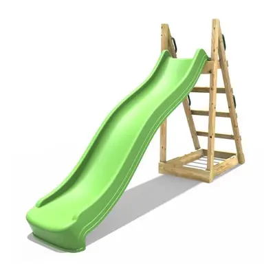 (Light Green) Rebo Free Standing Garden Wave Water Slide with Wooden Platform - 8ft Slide