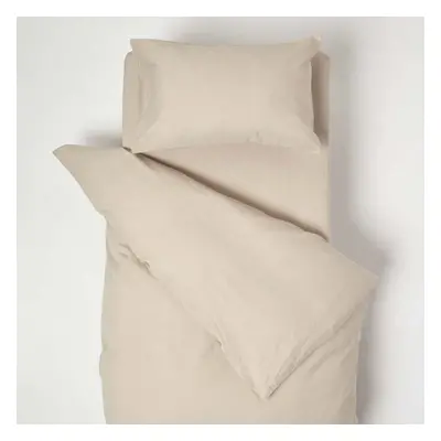 (Natural) Linen Cot Bed Duvet Cover with Pillowcase x cm