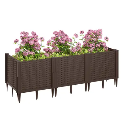 Outsunny Plastic Planter Box Kit, Modular Raised Bed for Flowers Herbs