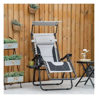 Outsunny Zero Gravity Lounger Chair, Folding Camping Reclining Chair, Grey