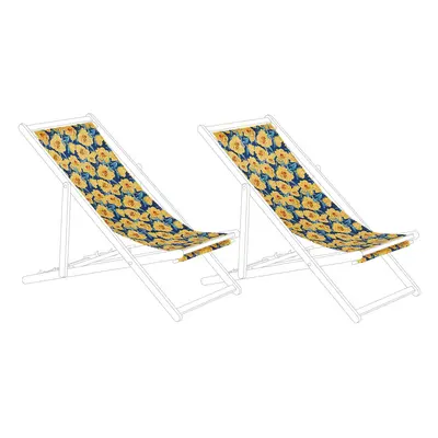 Set of Sun Lounger Replacement Fabrics Floral Pattern Yellow ANZIO / AVELLINO