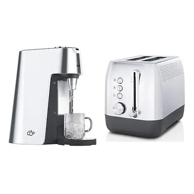 VKT111 HotCup Hot Water Dispenser,2.0 Litre, Silver & Edge Deep Chassis 2-Slice Toaster | Toasts