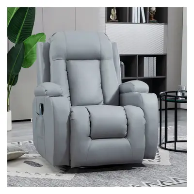 HOMCOM Manual Recliner Chair with Vibration & Heat, Light Grey