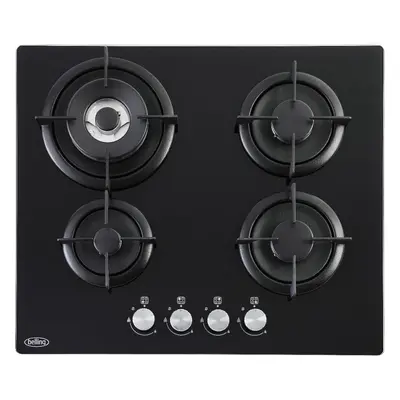 Belling GTG603RI - Black 60cm Burner Gas Hob - Black on Glass - A Energy Rating