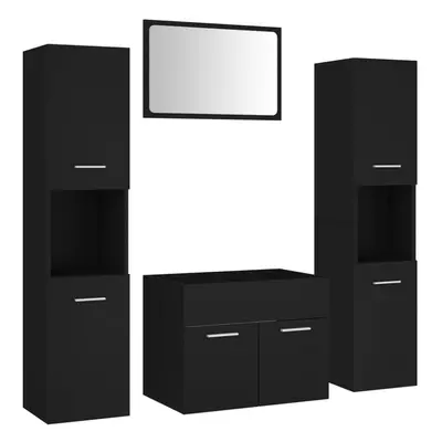 (black) vidaXL Bathroom Furniture Set Chipboard Wall Mirror Multi Sizes Multi Colors